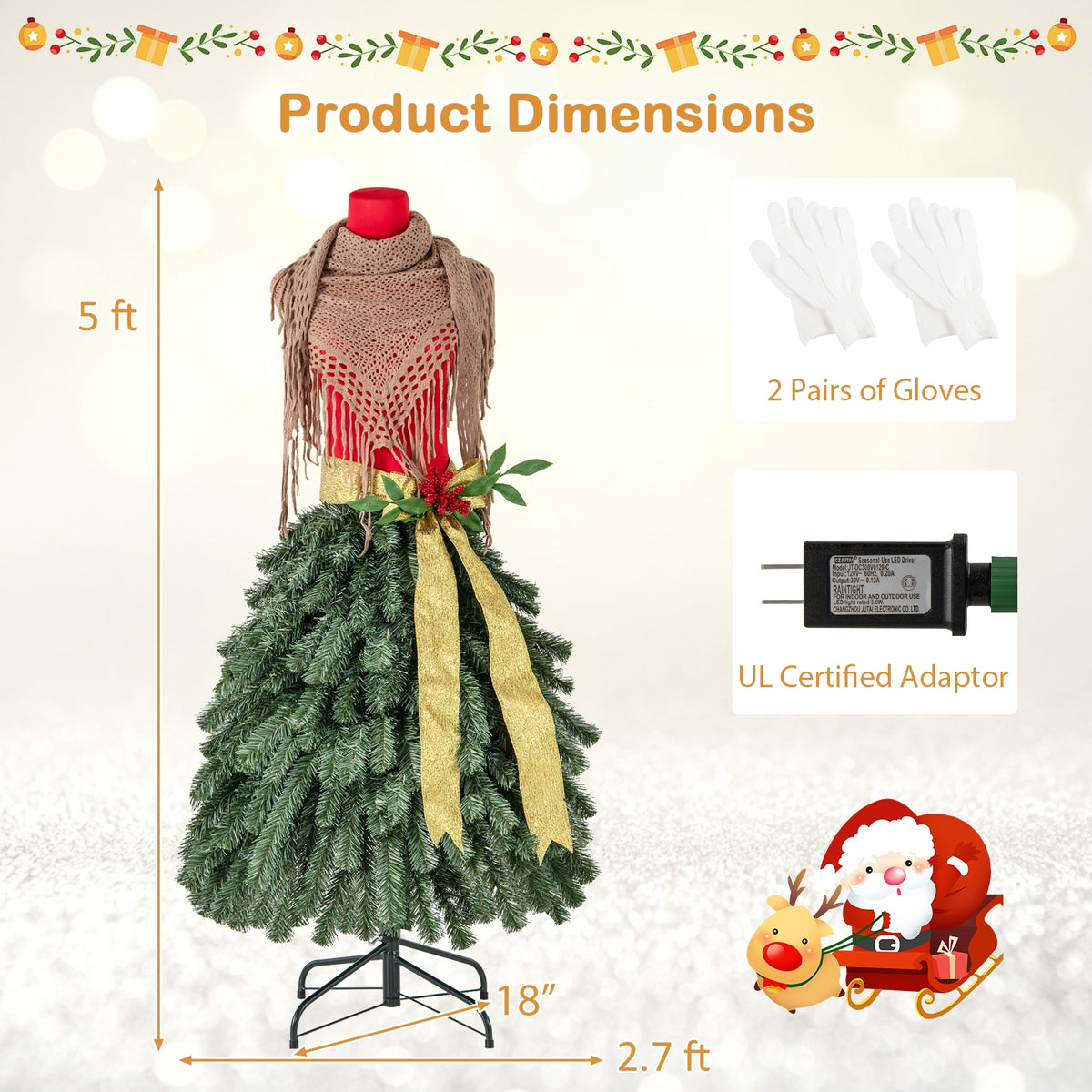 5 FT Pre-Lit Artificial Christmas Tree, Green Christmas Tree at Gallery Canada