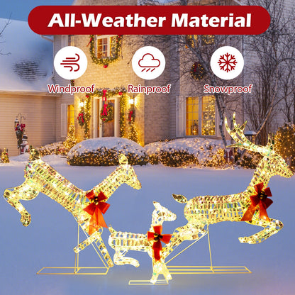 3-Piece Christmas Reindeer Family With LED Lights, White Christmas Decor & Accessories at Gallery Canada
