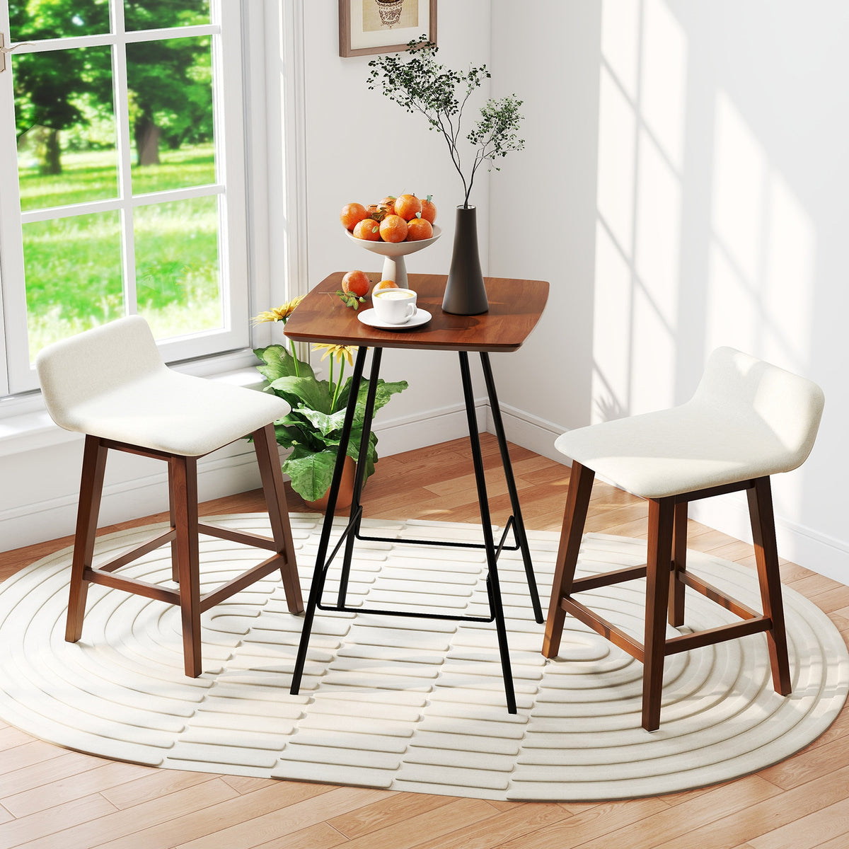 24 Inch Counter Height Bar Stools, Set of 2, Low Back, Brown Bar Stools at Gallery Canada