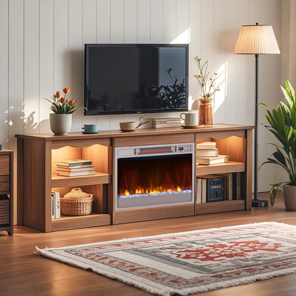 23 Inch 1500W Recessed Electric Fireplace Insert, Remote Control, Silver Fireplaces at Gallery Canada