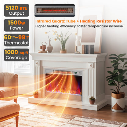 23 Inch 1500W Recessed Electric Fireplace Insert, Remote Control, Silver Fireplaces at Gallery Canada