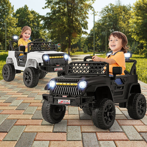 12V Kids Ride On Truck Car, With Remote And Music, White