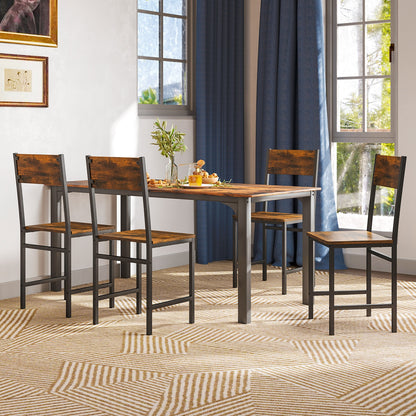 Industrial Kitchen Side Chairs, Set of 2, Metal Legs, Slanted Back, Brown Dining Chairs at Gallery Canada
