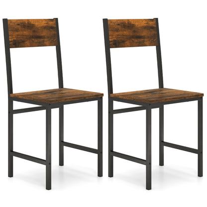 Industrial Kitchen Side Chairs, Set of 2, Metal Legs, Slanted Back, Brown Dining Chairs at Gallery Canada