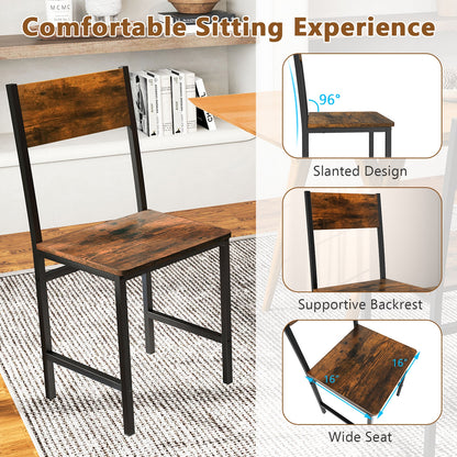 Industrial Kitchen Side Chairs, Set of 2, Metal Legs, Slanted Back, Brown Dining Chairs at Gallery Canada