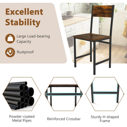 Industrial Kitchen Side Chairs, Set of 2, Metal Legs, Slanted Back, Brown Dining Chairs at Gallery Canada