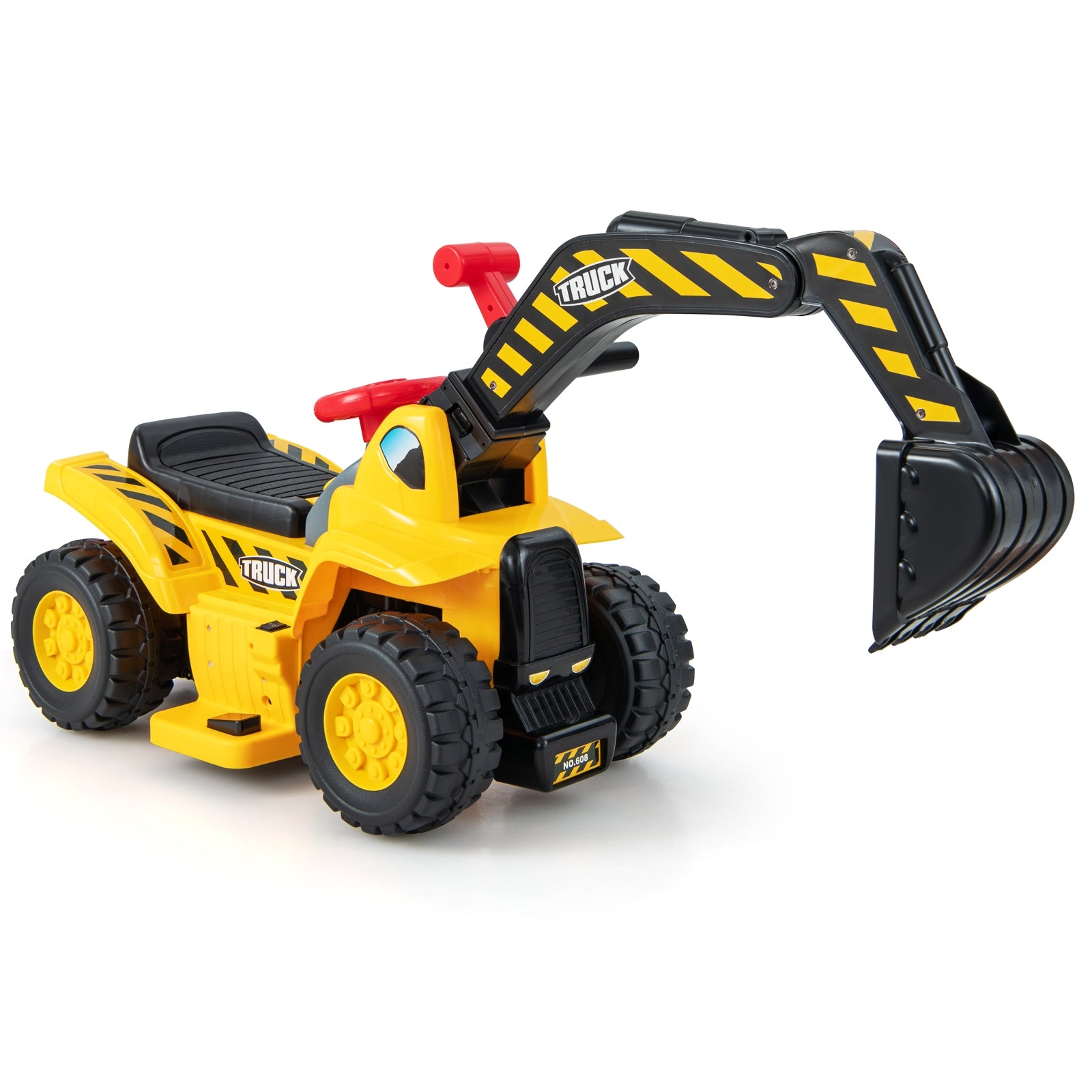 6V Kids Ride On Excavator, With Folding Basketball Hoop, Yellow Powered Ride On Toys at Gallery Canada