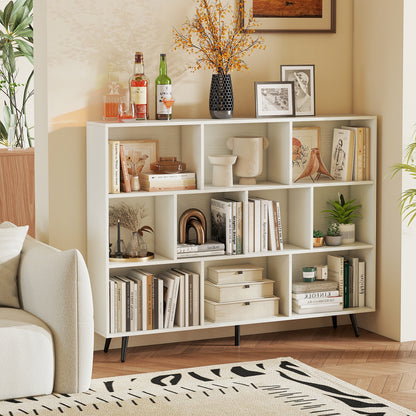 8/10-Cube Bookcase, 5 Tapered Metal Legs, Off White Bookcases at Gallery Canada