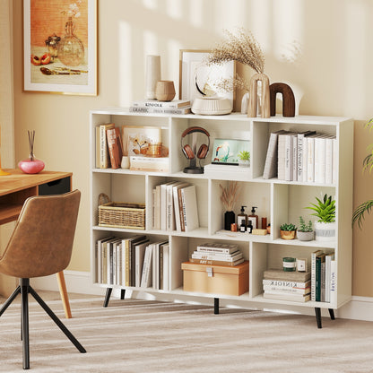 8/10-Cube Bookcase, 5 Tapered Metal Legs, Off White Bookcases at Gallery Canada