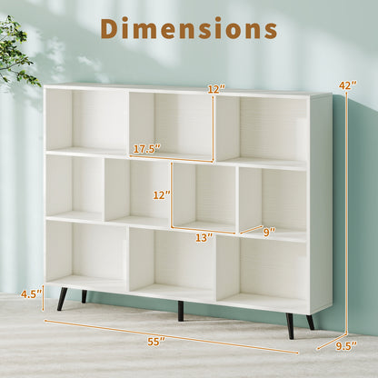 8/10-Cube Bookcase, 5 Tapered Metal Legs, Off White Bookcases at Gallery Canada