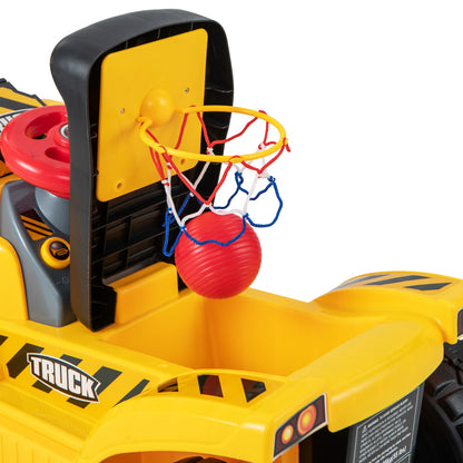 6V Kids Ride On Excavator, With Folding Basketball Hoop, Yellow Powered Ride On Toys at Gallery Canada
