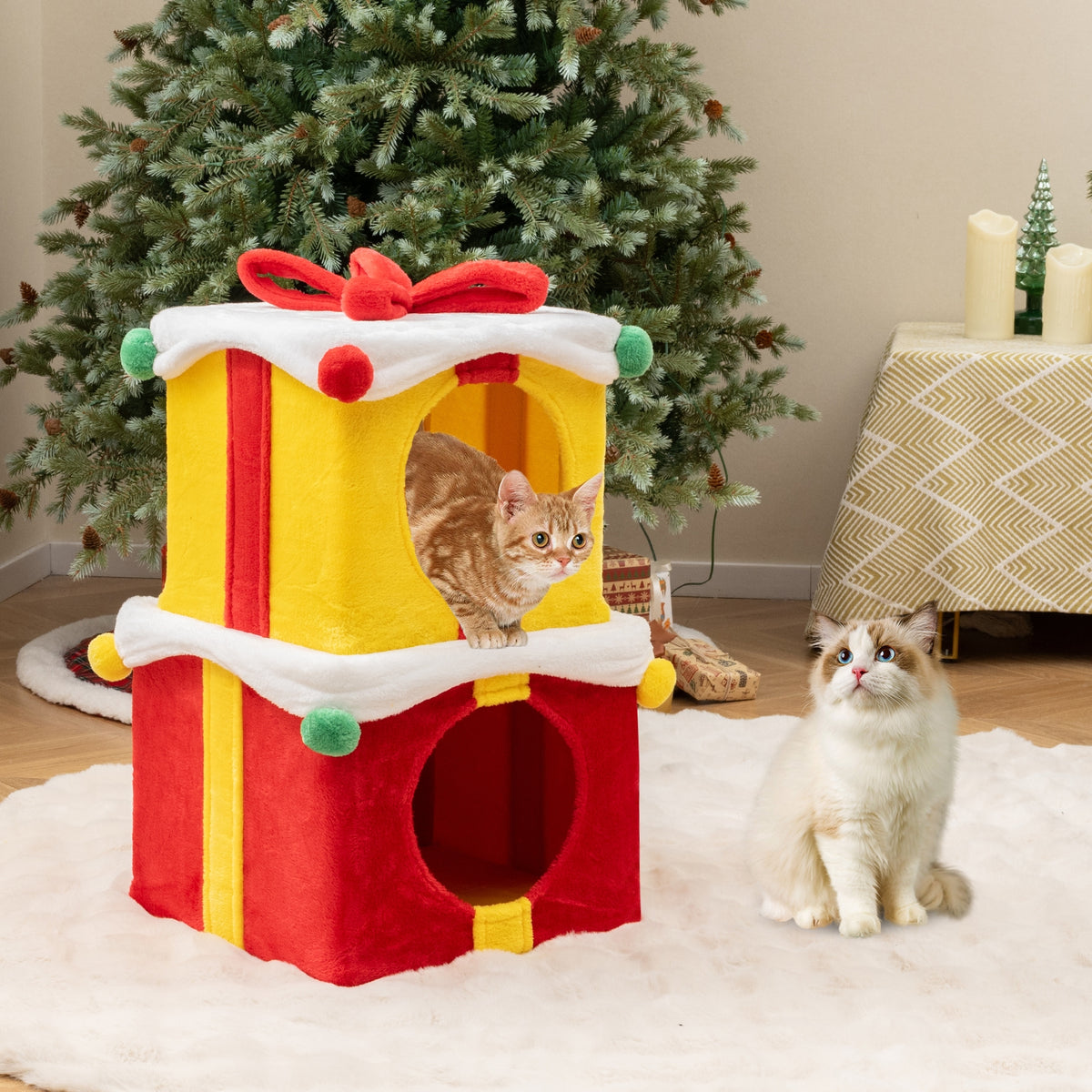Gift Box Shaped Christmas Cat House, Multicolor Cat Houses at Gallery Canada