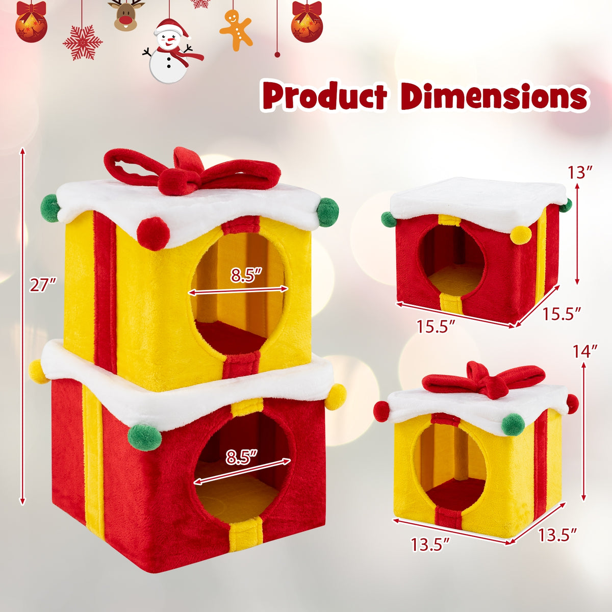 Gift Box Shaped Christmas Cat House, Multicolor Cat Houses at Gallery Canada