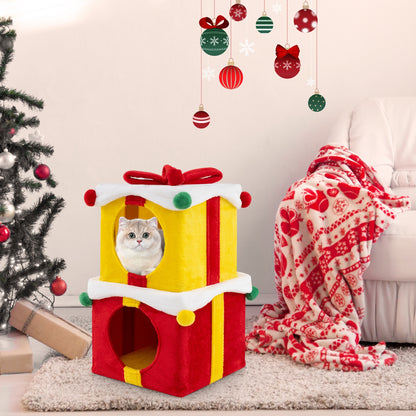 Gift Box Shaped Christmas Cat House, Multicolor Cat Houses at Gallery Canada
