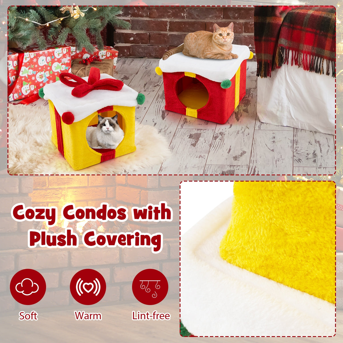 Gift Box Shaped Christmas Cat House, Multicolor Cat Houses at Gallery Canada