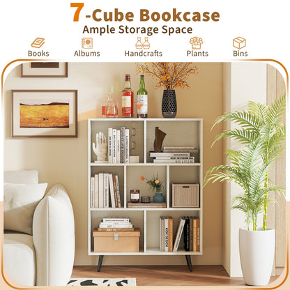 7 Cube Bookcase, Tapered Metal Legs Bookcases at Gallery Canada