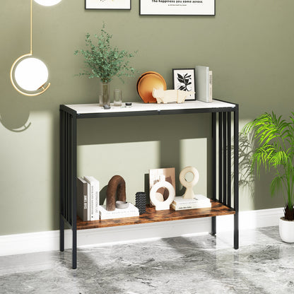 36 Inch Console Table, 2-Tier Industrial, Sintered Stone Tabletop, Multicolor Console Tables at Gallery Canada