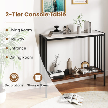 36 Inch Console Table, 2-Tier Industrial, Sintered Stone Tabletop, Multicolor Console Tables at Gallery Canada