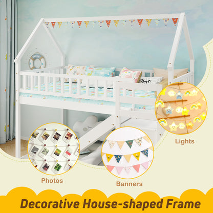 Twin Over Twin Bunk Bed With Slide And Staircase, White Bunk Bed Frame at Gallery Canada
