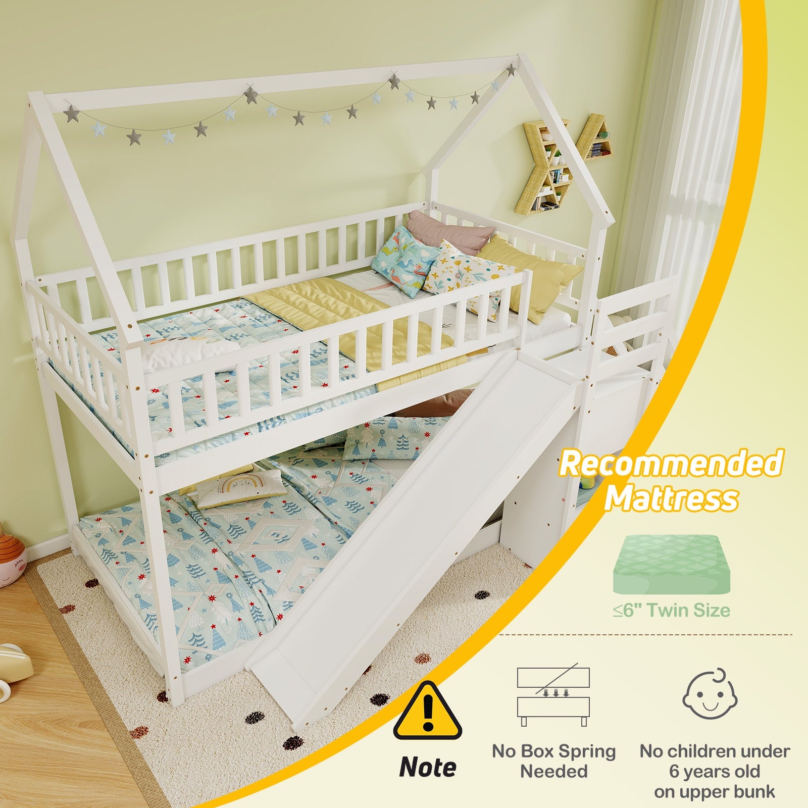Twin Over Twin Bunk Bed With Slide And Staircase, White Bunk Bed Frame at Gallery Canada