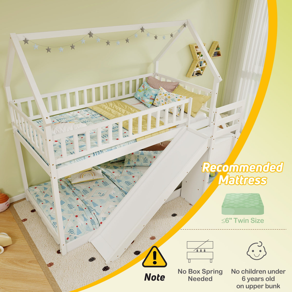 Twin Over Twin Bunk Bed With Slide And Staircase, White Bunk Bed Frame at Gallery Canada