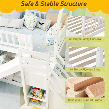 Twin Over Twin Bunk Bed With Slide And Staircase, White Bunk Bed Frame at Gallery Canada