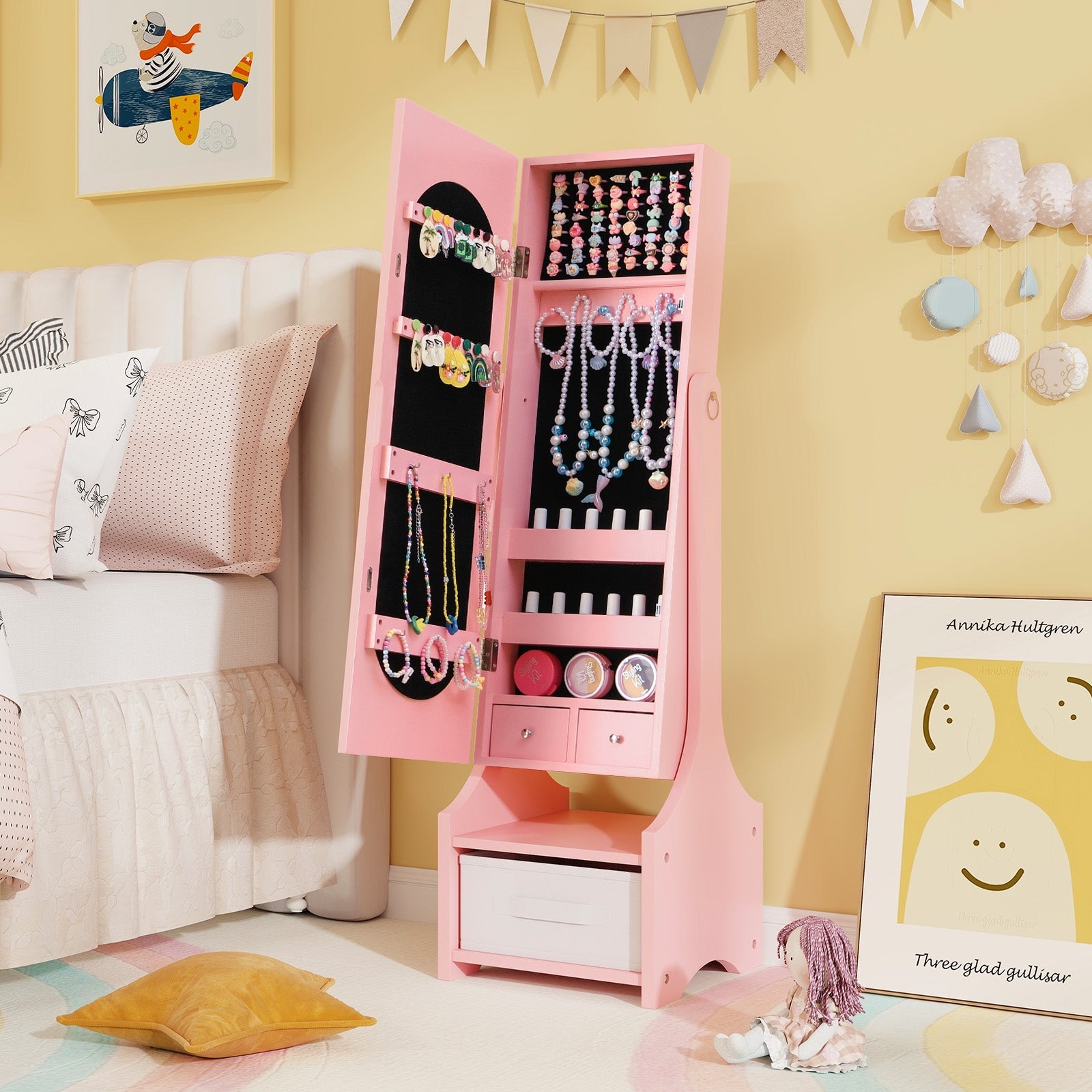 Kids Jewelry Armoire Cabinet With Storage, Pink Kids Vanities at Gallery Canada