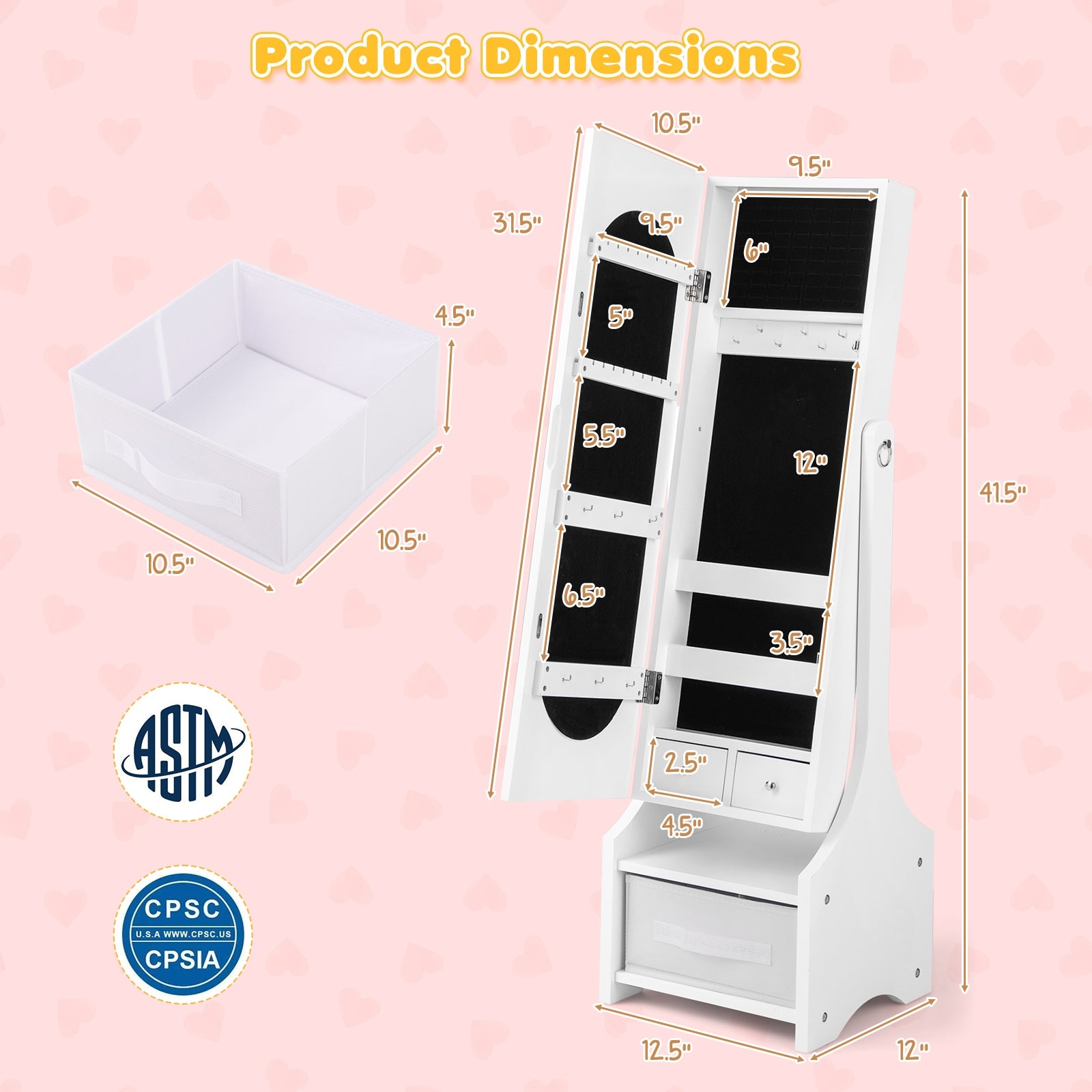 Kids Jewelry Armoire Cabinet, Freestanding With Storage, White Kids Vanities at Gallery Canada