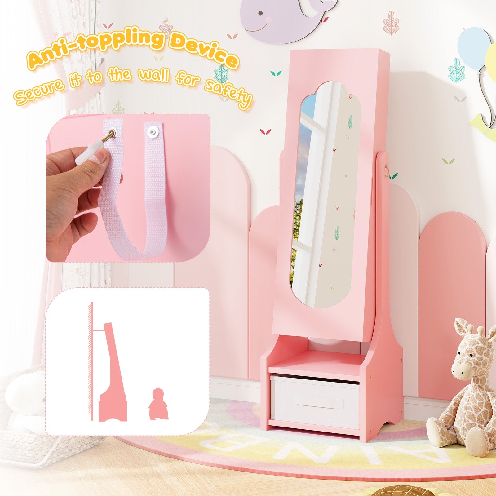 Kids Jewelry Armoire Cabinet With Storage, Pink Kids Vanities at Gallery Canada