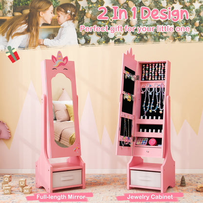 Kids Jewelry Cabinet With Full-Length Mirror, Pink Kids Vanities at Gallery Canada
