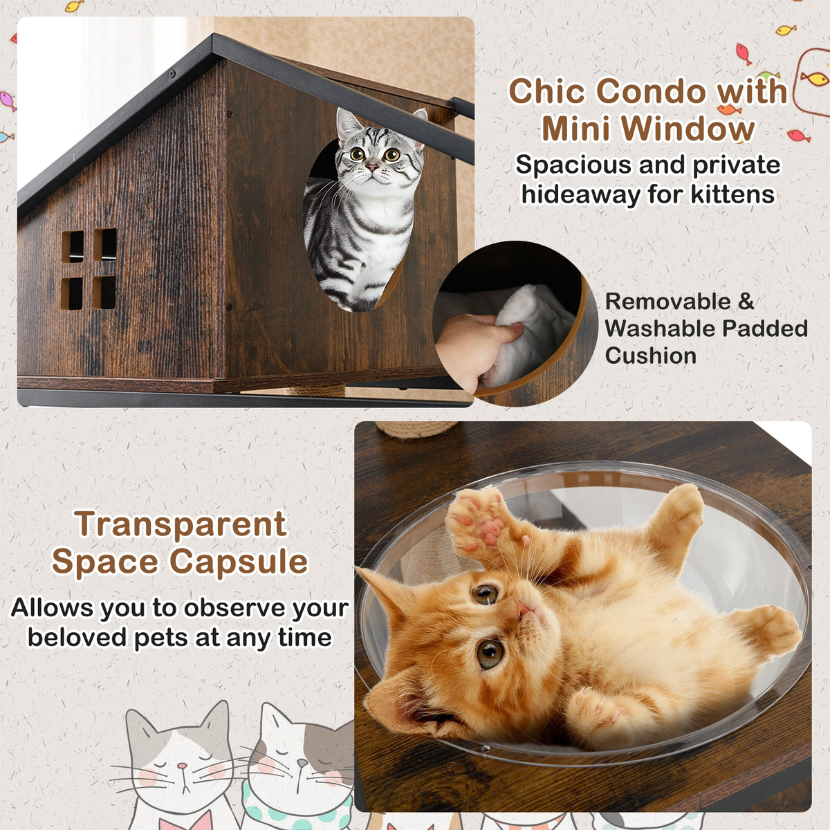Cat Tree With Litter Box Enclosure, Multi-Level Cat Condo, Rustic Brown Cat Trees Condos & Scratchers at Gallery Canada
