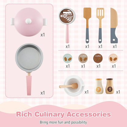 Wooden Kids Kitchen Playset With Coffee Maker, Pink Play Kitchen Sets at Gallery Canada
