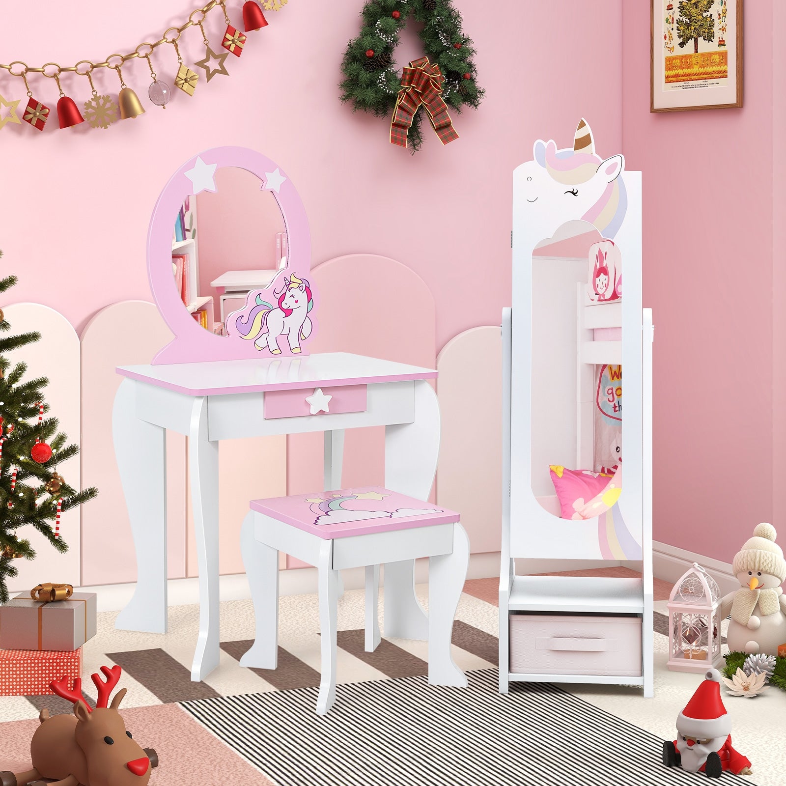 Kids Jewelry Armoire Cabinet, With Storage And 2 Tilt Angles, White Kids Vanities at Gallery Canada