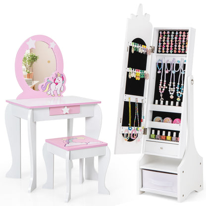Kids Jewelry Armoire Cabinet, With Storage And 2 Tilt Angles, White Kids Vanities at Gallery Canada