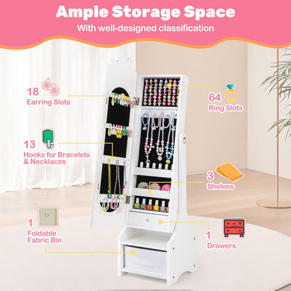 Kids Jewelry Armoire Cabinet, With Storage And 2 Tilt Angles, White Kids Vanities at Gallery Canada