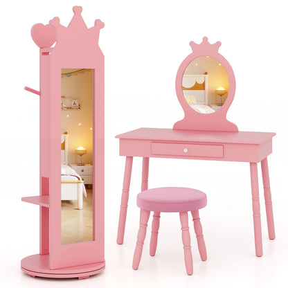 Full Length Mirror Jewelry Armoire Cabinet, Pink Kids Vanities at Gallery Canada