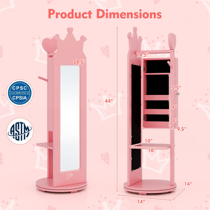 Full Length Mirror Jewelry Armoire Cabinet, Pink Kids Vanities at Gallery Canada