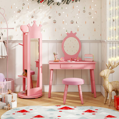 Full Length Mirror Jewelry Armoire Cabinet, Pink Kids Vanities at Gallery Canada