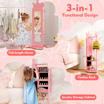 Full Length Mirror Jewelry Armoire Cabinet, Pink Kids Vanities at Gallery Canada