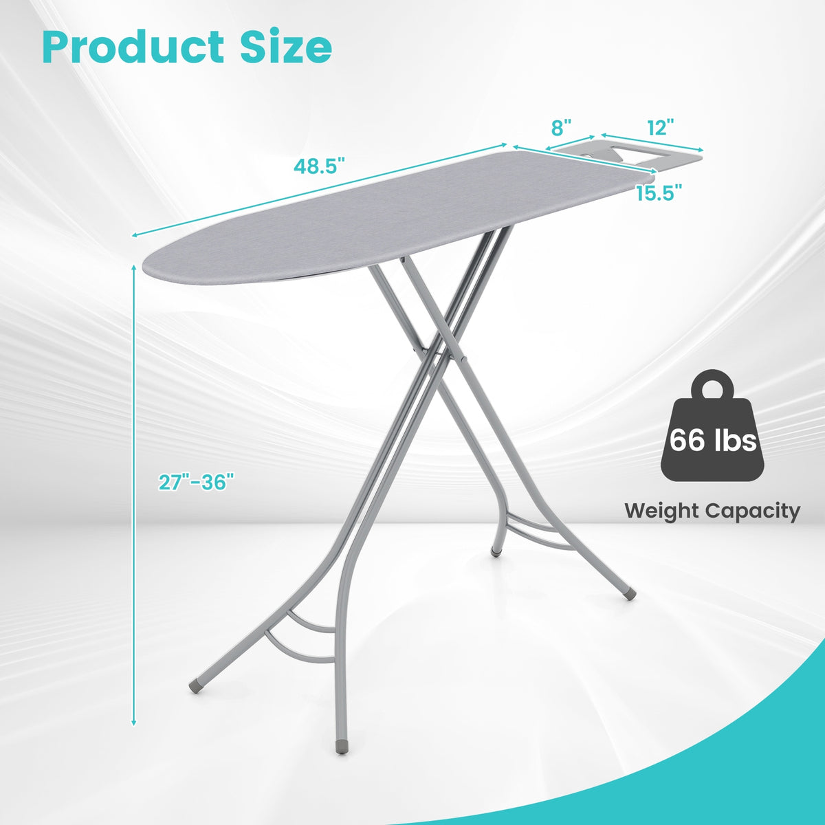 Foldable Ironing Board With Iron Rest, Adjustable Height, Gray Dryers at Gallery Canada