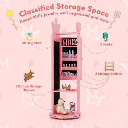 Full Length Mirror Jewelry Armoire Cabinet, Pink Kids Vanities at Gallery Canada