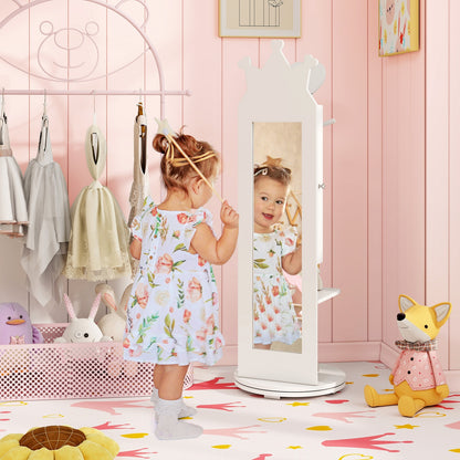 Free-Standing Full Length Mirror Jewelry Armoire Cabinet, White Kids Vanities at Gallery Canada