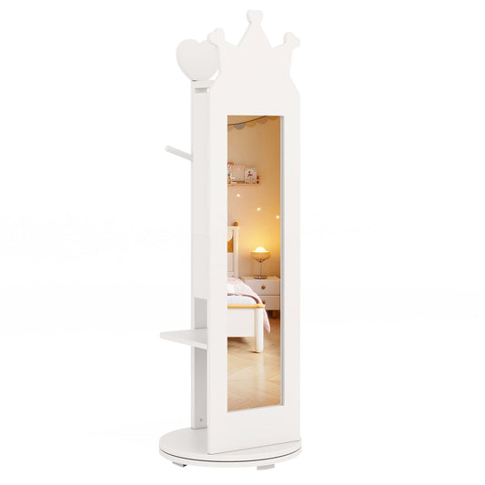 Free-Standing Full Length Mirror Jewelry Armoire Cabinet, White Kids Vanities White at Gallery Canada