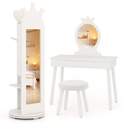 Free-Standing Full Length Mirror Jewelry Armoire Cabinet, White Kids Vanities at Gallery Canada