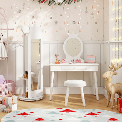 Free-Standing Full Length Mirror Jewelry Armoire Cabinet, White Kids Vanities at Gallery Canada