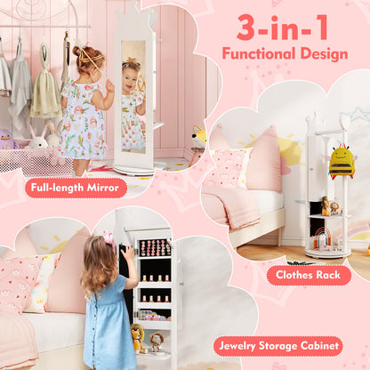 Free-Standing Full Length Mirror Jewelry Armoire Cabinet, White Kids Vanities at Gallery Canada