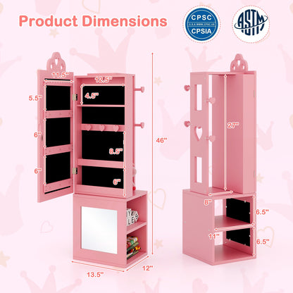 3-In-1 Kids Jewelry Cabinet With Full Length Mirror, Pink Kids Vanities at Gallery Canada
