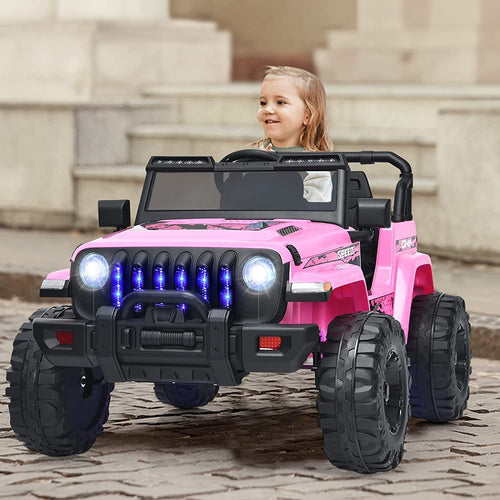 12V Kids Ride On Jeep Car, 2.4G Remote Control, Pink