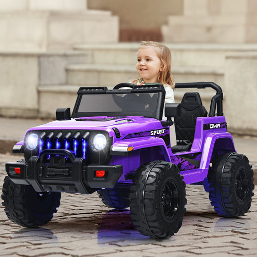 12V Kids Ride-On Jeep Car, 2.4G Remote Control, Purple