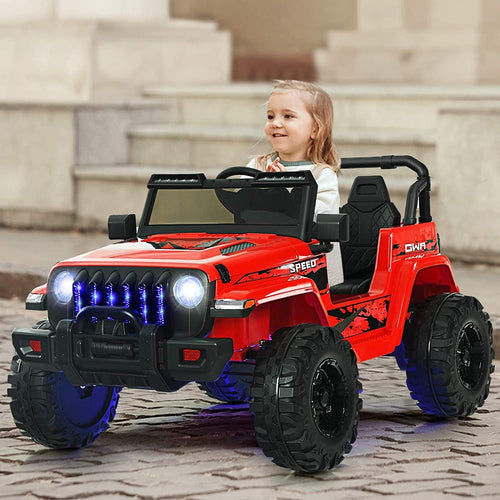 12V Kids Ride-On Jeep Car, 2.4G Remote Control, Red
